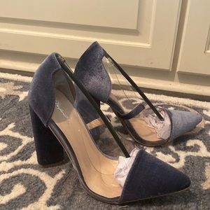 Gorgeous Qupid Light Ice Blue Velvet Heels